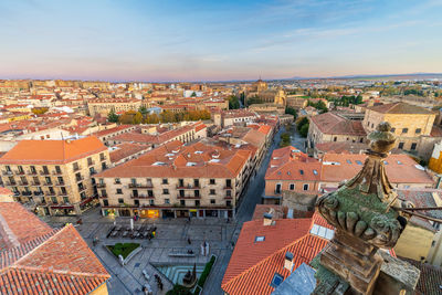 High angle view of townscape against sky