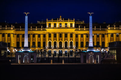 Facade of building at night