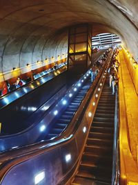 High angle view of escalator