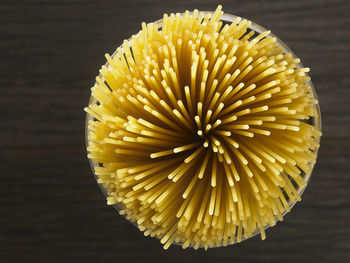 Close-up of spaghetti pasta on table