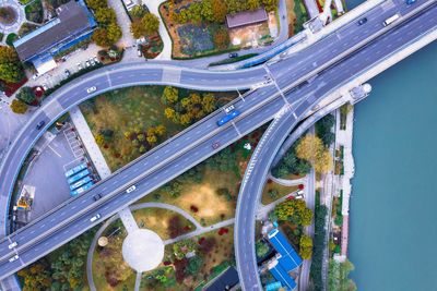 High angle view of bridge in city