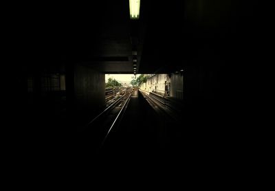 Railroad tracks in tunnel