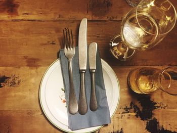 Directly above shot of glasses on table