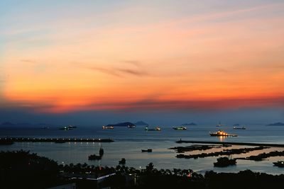 Scenic view of sea against sky at sunset