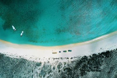 High angle view of sea seen from boat