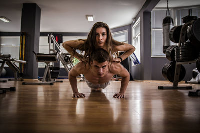 Couple exercising together