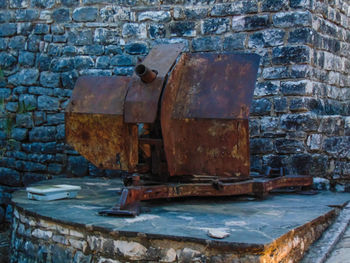 Old rusty metal against wall