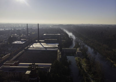 High angle view of cityscape against sky