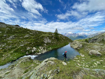 Landscape from the top of the val malenco mountains with a glacial ablation torrent