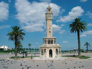 View of tower against cloudy sky