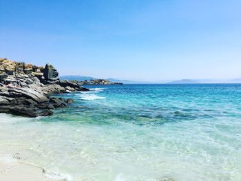Scenic view of sea against clear sky