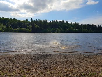 Scenic view of lake against sky