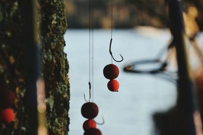 Close-up of fishing hooks