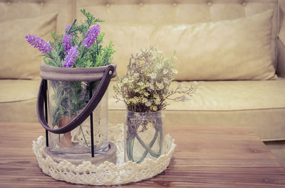 Close-up of potted plants on table