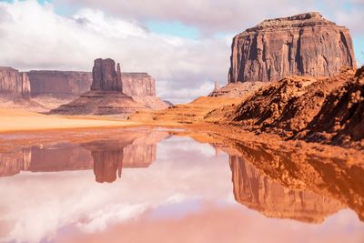 Panoramic view of rock formations against sky