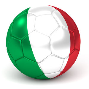 Close-up of soccer ball against white background