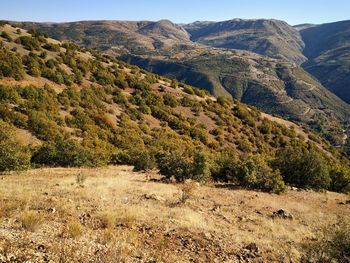 Scenic view of mountains against sky