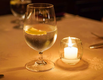 Close-up of wine glass on table