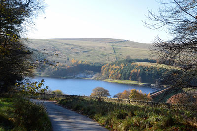 Scenic view of lake against clear sky