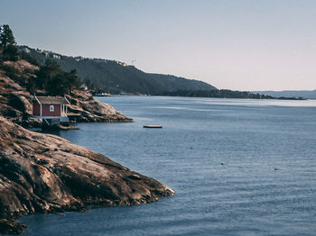 Scenic view of sea against clear sky