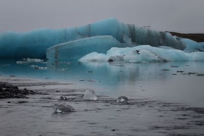 Scenic view of frozen sea against sky