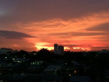 View of cityscape at sunset