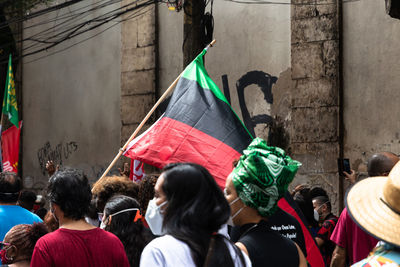 People protest against the government of president jair bolsonaro in the city of salvador.