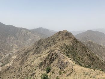 Scenic view of mountains against clear sky