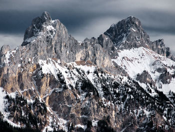 Panoramic view of snowcapped mountains against sky