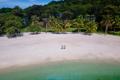 People walking on beach