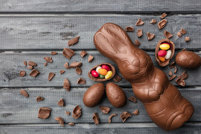 High angle view of chocolate on table