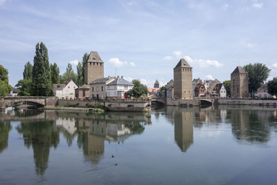 Reflection of buildings in water