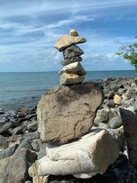 Stack of rocks on shore