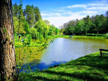 Scenic view of lake against sky