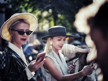 Young couple wearing sunglasses