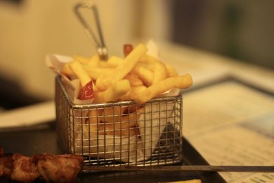 Close-up of food on table