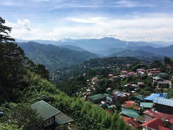 High angle view of townscape against sky