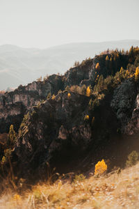 Scenic view of mountains against clear sky