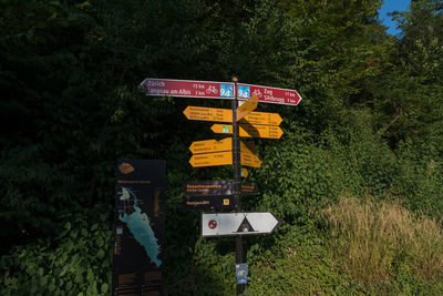 Information sign board on tree