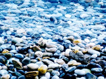 Full frame shot of pebbles on beach