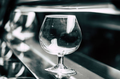 Close-up of wine in glass on table