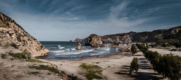 Scenic view of beach against sky