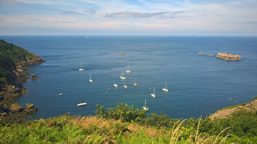 High angle view of sea against sky