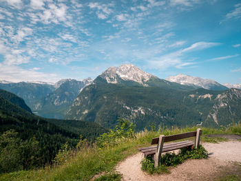 Scenic view of landscape and mountains against sky