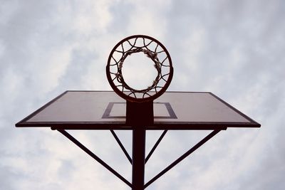 Basketball hoop silhouette on the street, street basket in bilbao city