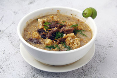 Close-up of food in bowl on table