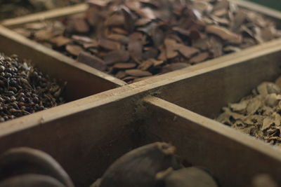 Close-up of food on railroad track