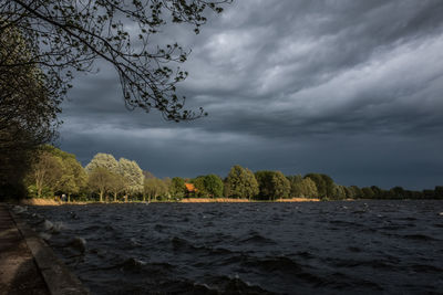 Scenic view of sea against cloudy sky