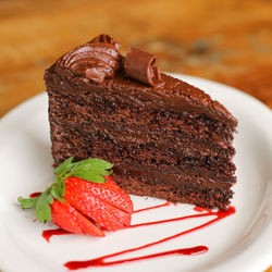 Close-up of chocolate cake in plate