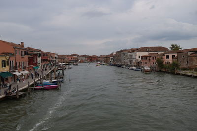 View of canal in city